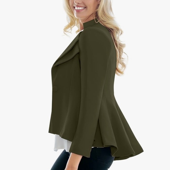 LookBook Store | Olive Green Asymmetrical Blazer - Picture 2 of 11